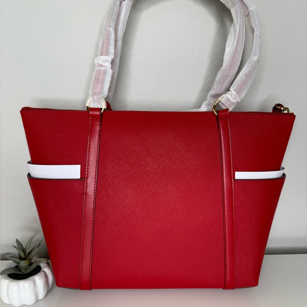 NEW ♥️ Michael Kors Large Leather Sullivan Tote in Crimson - Picture 5 of 9